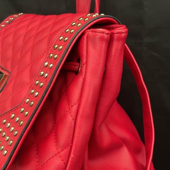V 1969 Italia Red Leather Quilted Studded Adjustable Backpack Purse Bag main image 5